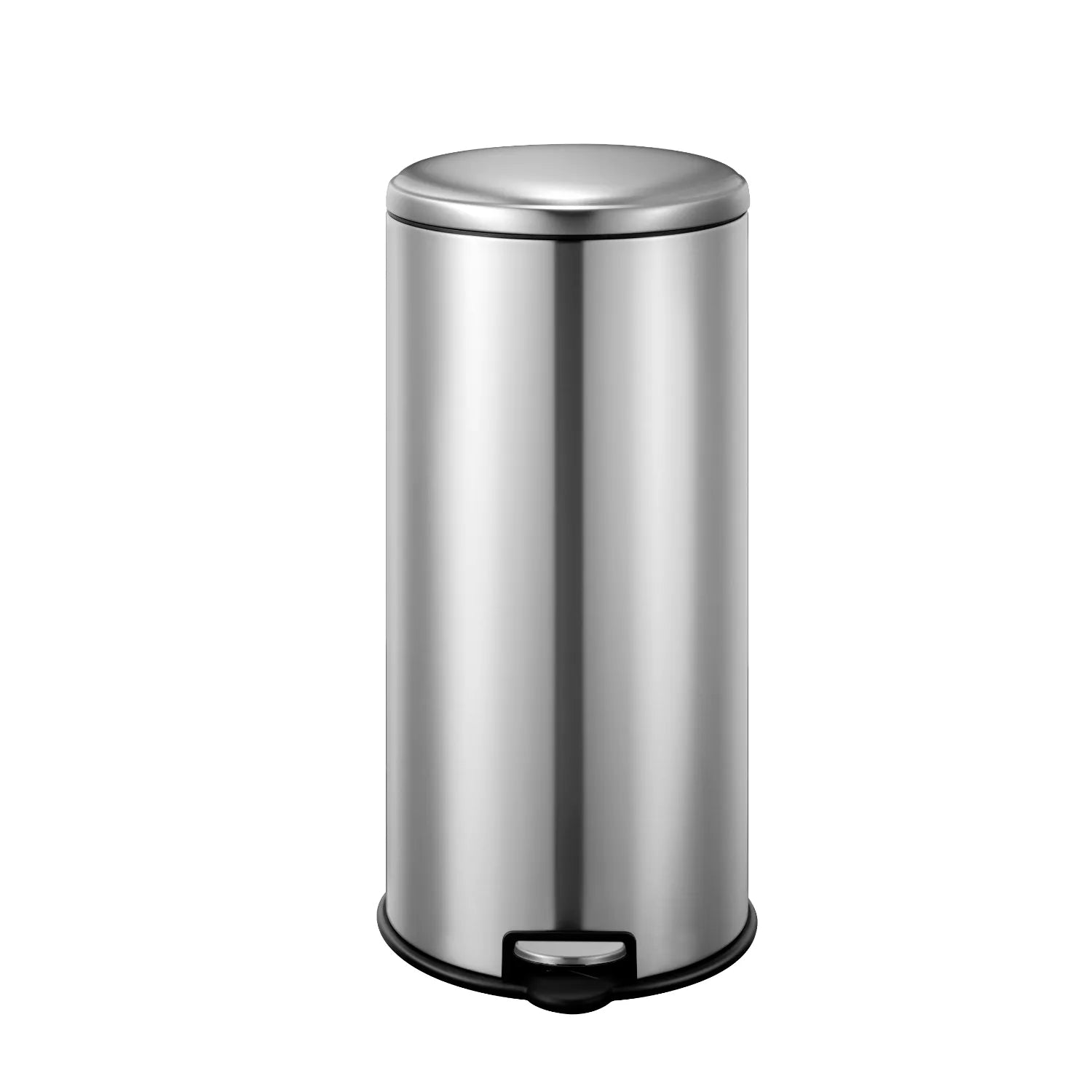 Basurero metálico 30L EKO con pedal para apertura manos libres y acabado inoxidable